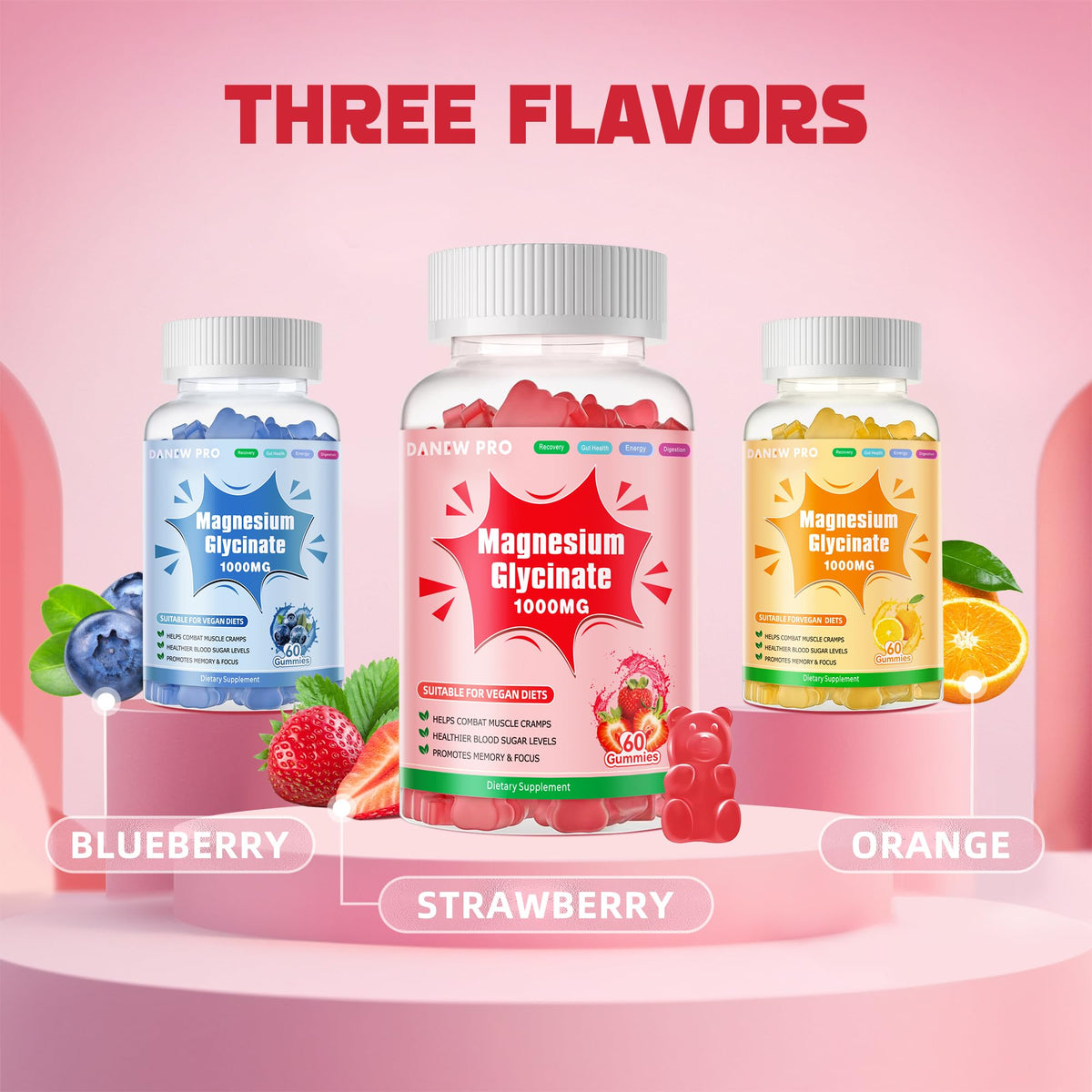 Gummies de Magnésium Glycinate DANEW Pro avec un verre d'eau