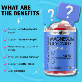 Gummies de magnésium glycinate Earth Bare, présentation sur une table