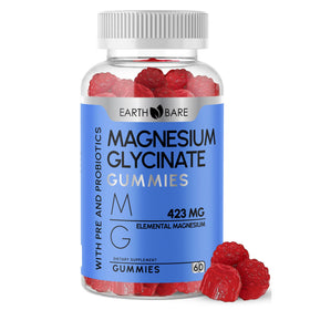 Gummies de magnésium glycinate Earth Bare, vue de face, emballage transparent