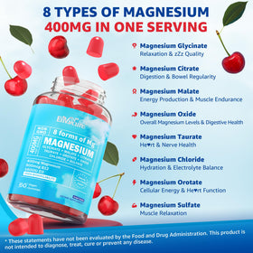 Gummies de magnésium glycinate EnvyCure montrant les différentes formes de magnésium