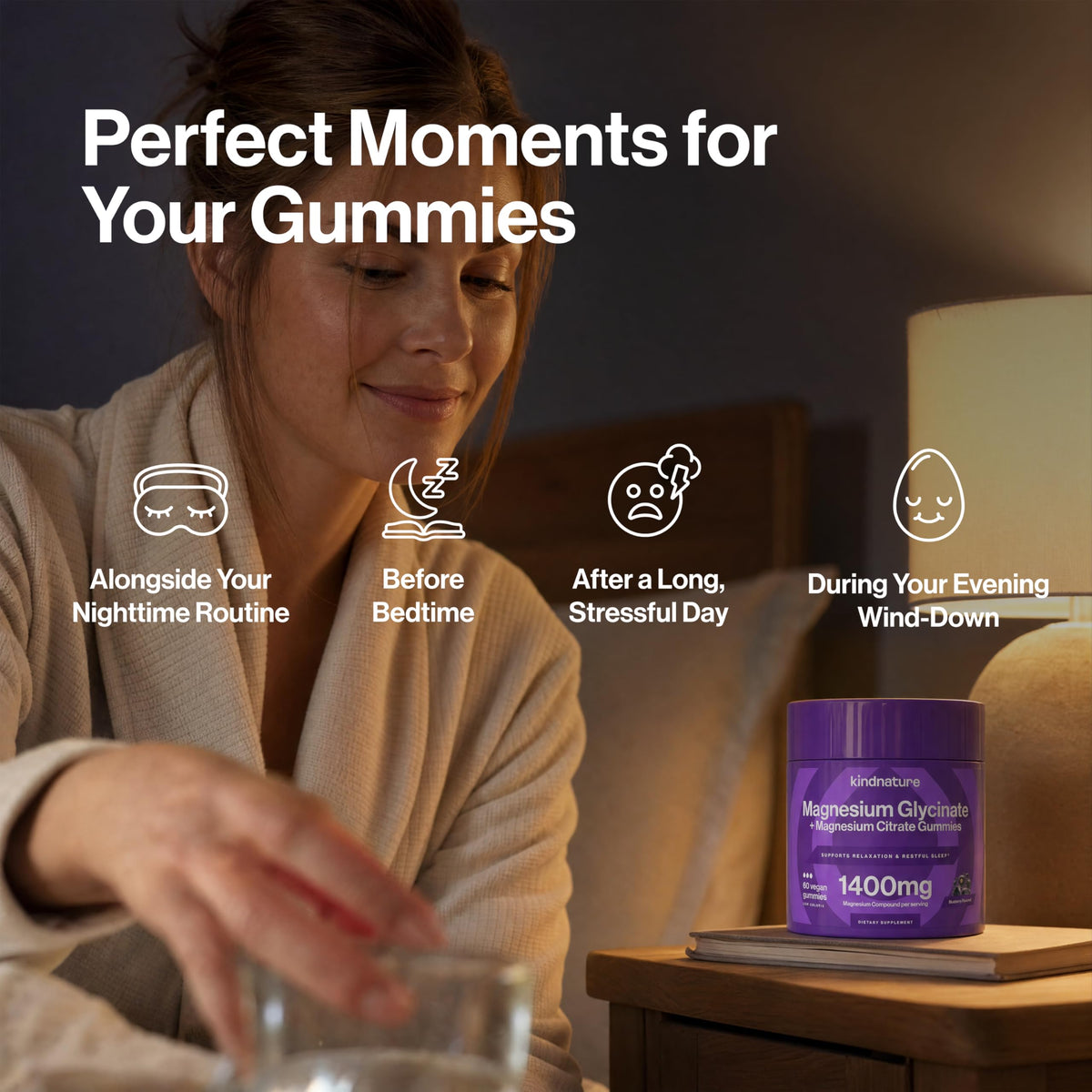 Gummies de magnésium glycinate et citrate kindnature en gros plan
