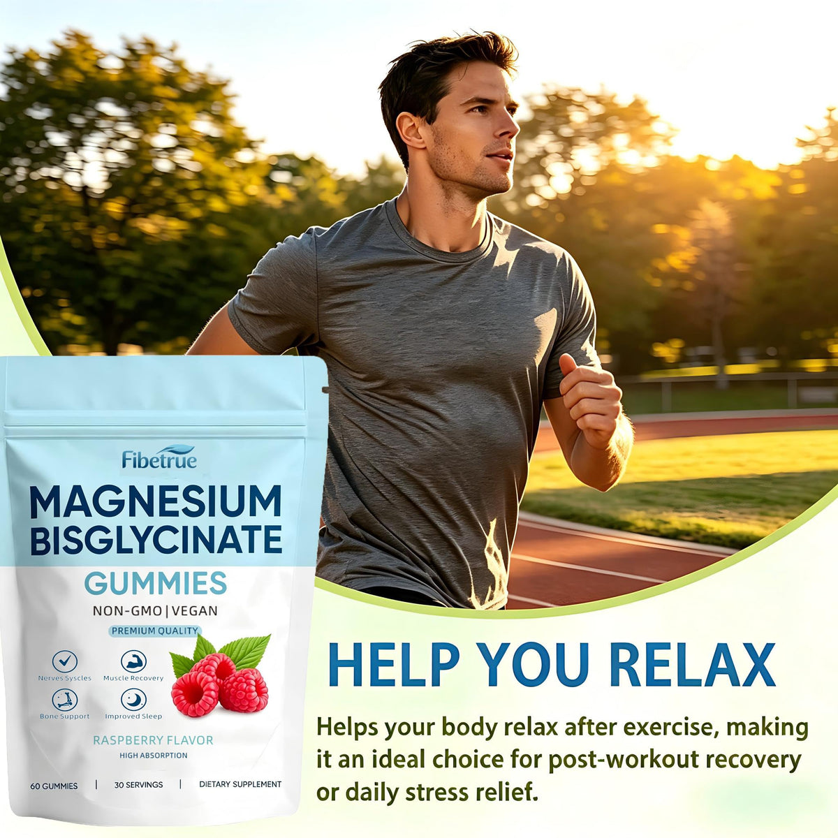 Gummies de Magnésium Glycinate Fibetrue 400mg, en gros plan sur la couleur framboise