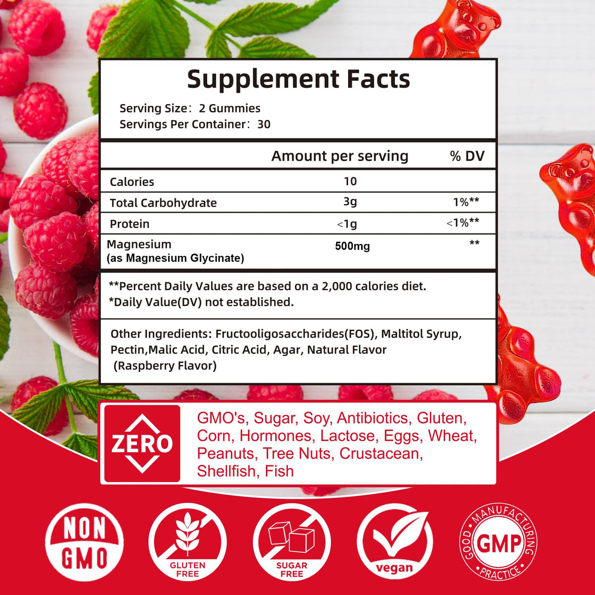 Gummies de Magnésium Glycinate Friymbex avec des framboises