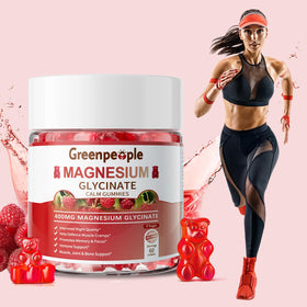 Gummies de magnésium glycinate GREENPEOPLE, présentation sur une table