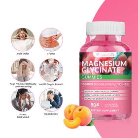 Gummies de magnésium glycinate Health4All, ingrédients principaux, vue rapprochée