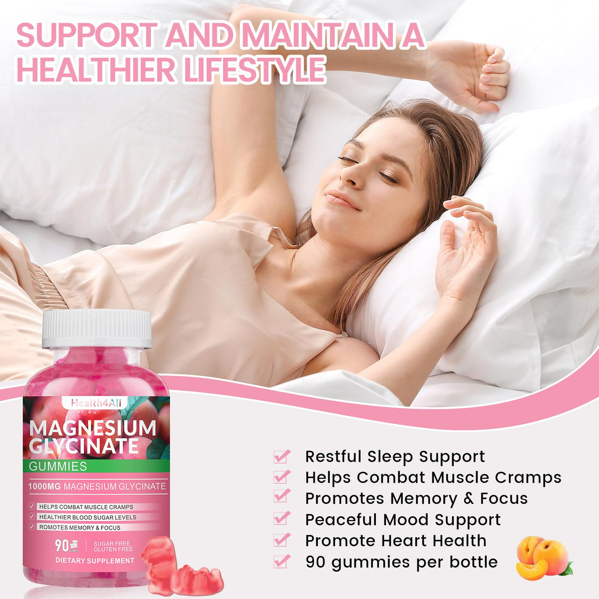 Gummies de magnésium glycinate Health4All, texture douce et moelleuse