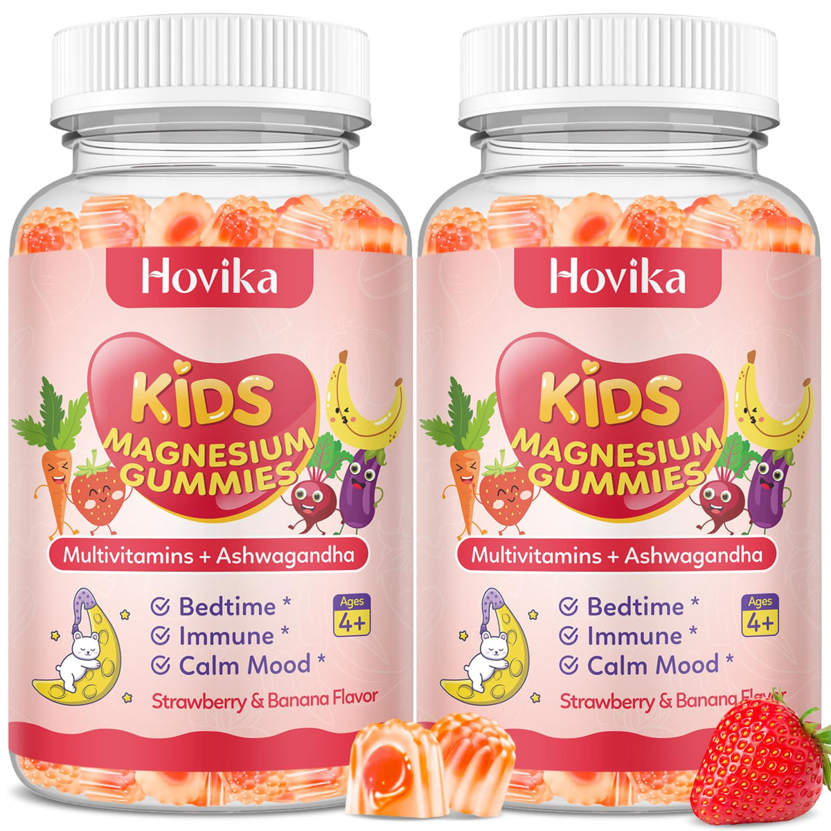 Gummies de magnésium glycinate Hovika pour enfants, paquet de 60 unités
