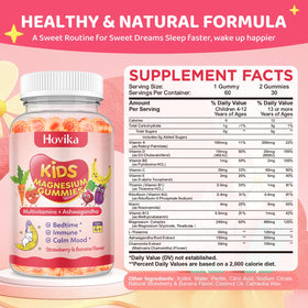 Gummies de magnésium glycinate Hovika, présentation avec des fruits