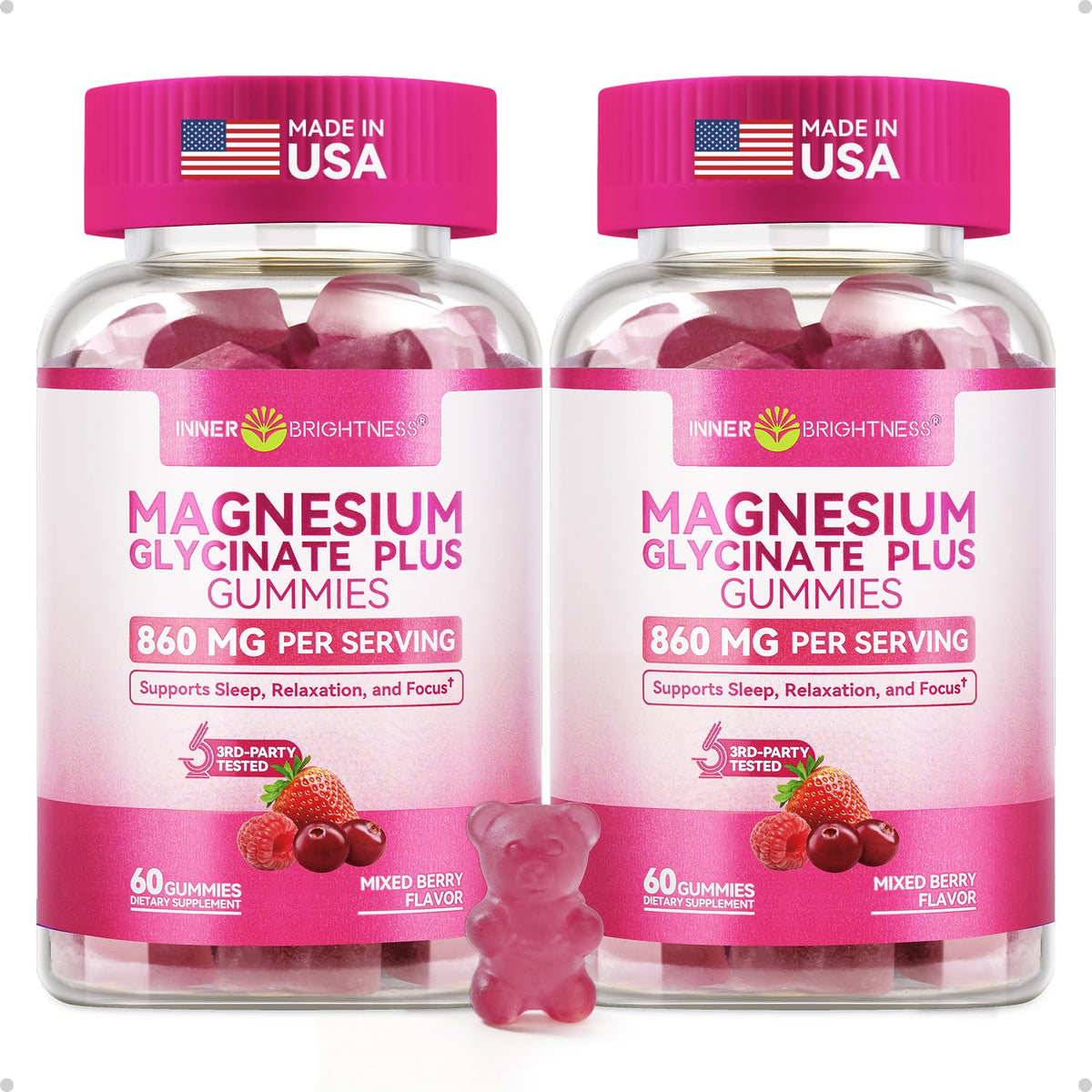 Gummies de magnésium glycinate Inner Brightness 120 comprimés vue de face