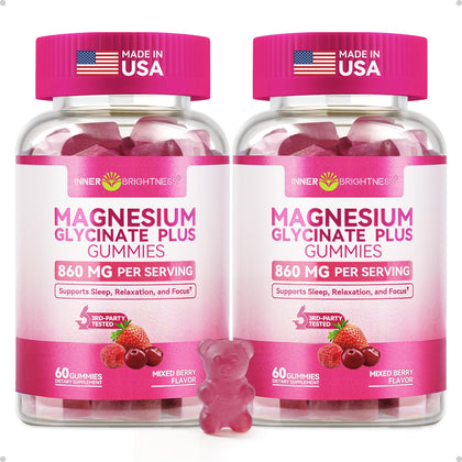 Gummies de magnésium glycinate Inner Brightness 120 comprimés vue de face