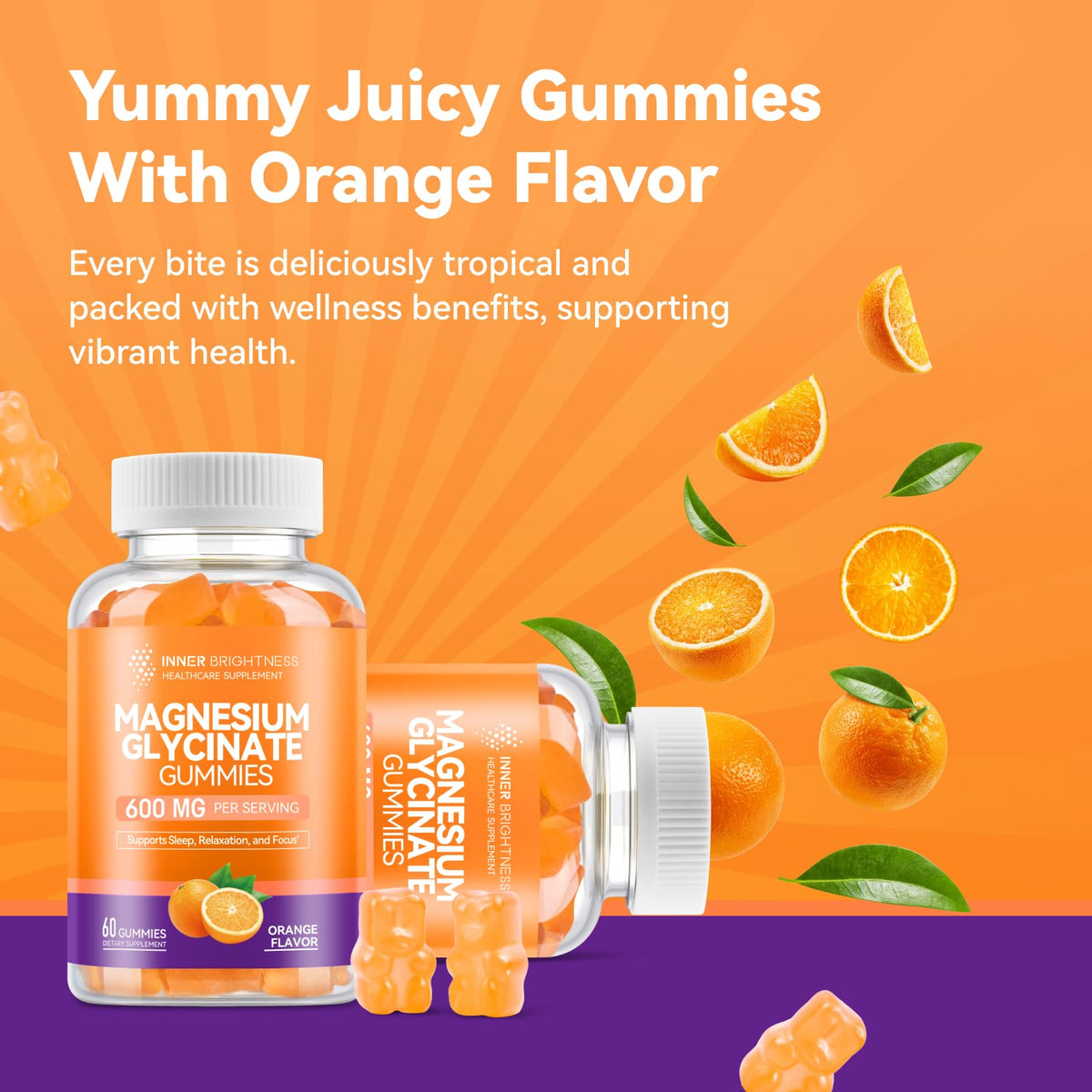 Gummies de magnésium glycinate Inner Brightness 600mg, en situation
