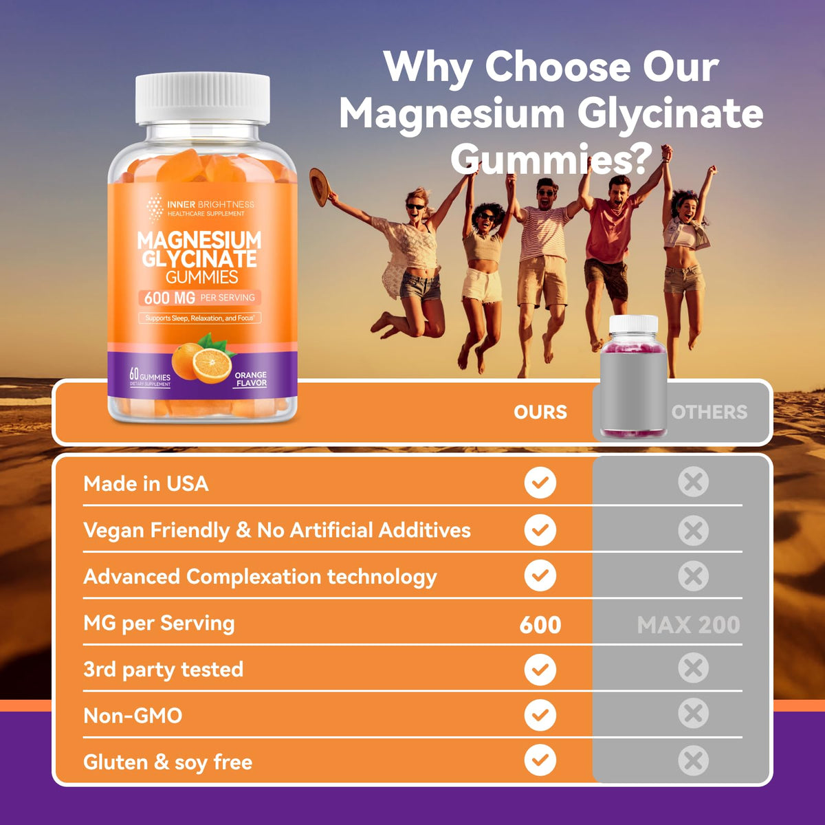 Gummies de magnésium glycinate Inner Brightness 600mg, vue de dessus