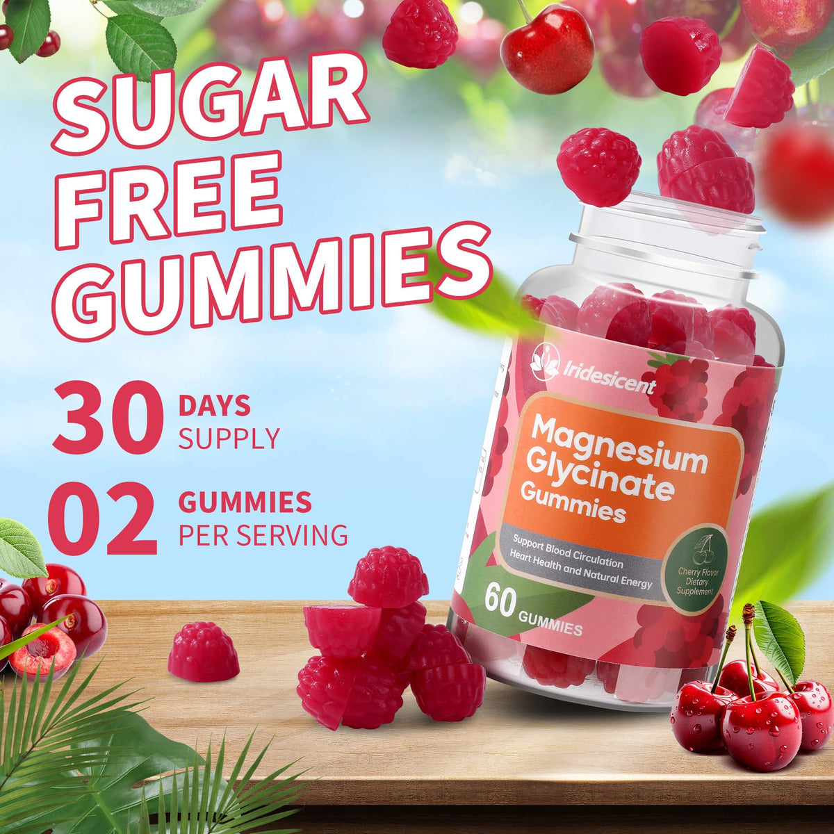 Gummies de magnésium glycinate IRIDESICENT dans une main