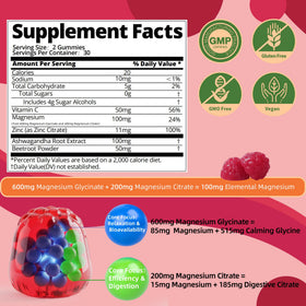 Gummies de magnésium glycinate IRIDESICENT montrant la texture et la couleur