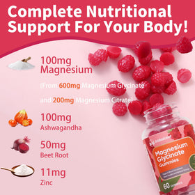 Gummies de magnésium glycinate IRIDESICENT sur un fond blanc