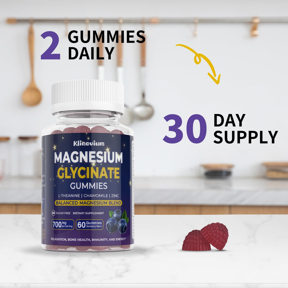 Gummies de magnésium glycinate Klinovium avec dosage de 700mg