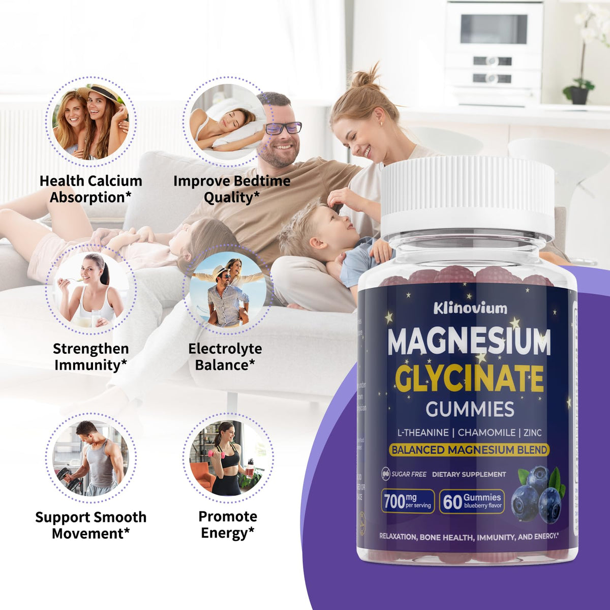 Gummies de magnésium glycinate Klinovium sur une table