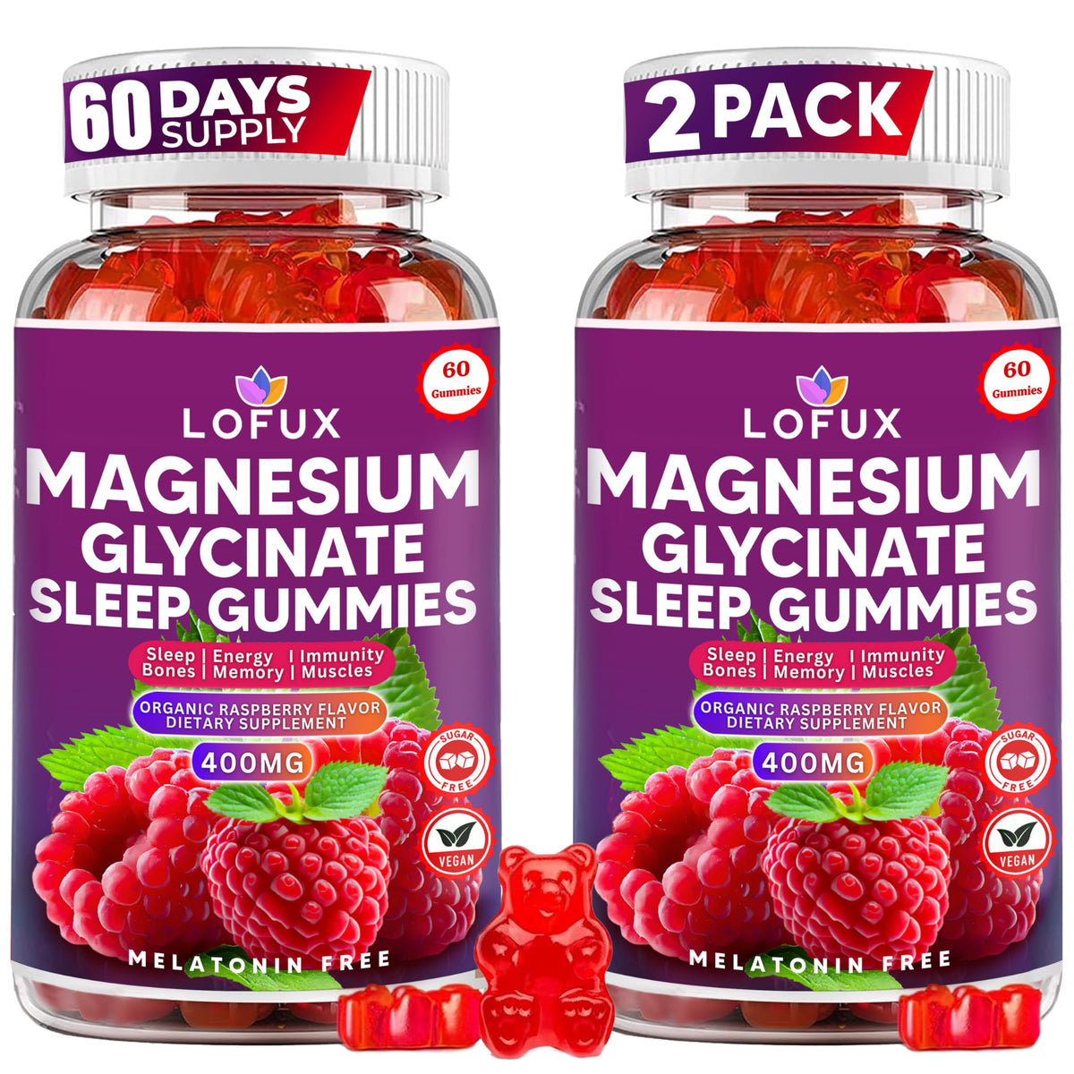 Gummies de magnésium glycinate Lofux 400mg vue de face