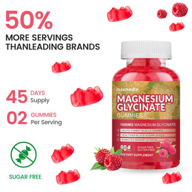 Gummies de magnésium glycinate Maxmedix sur un fond neutre
