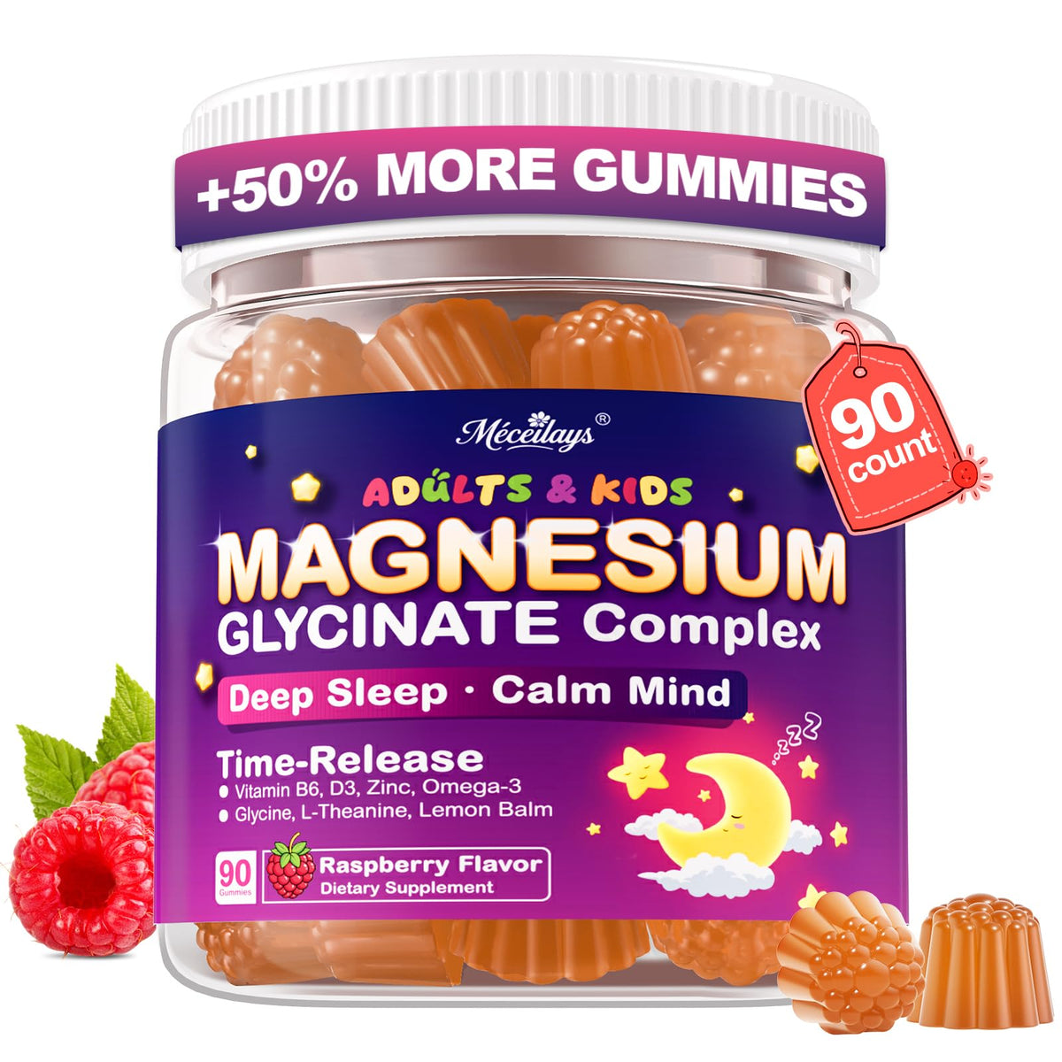 Gummies de magnésium glycinate Meceilays 90 unités en bouteille