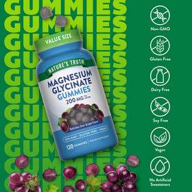 Gummies de Magnésium Glycinate Nature's Truth 200mg 120 Comp. détail des gummies