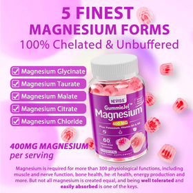 Gummies de magnésium glycinate NEVISS avec saveur de baies mélangées