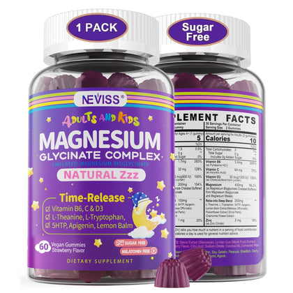 Gummies de magnésium glycinate NEVISS en paquet de 1, vue de face