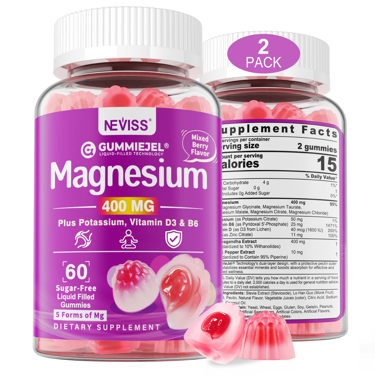 Gummies de magnésium glycinate NEVISS en pot de 490g