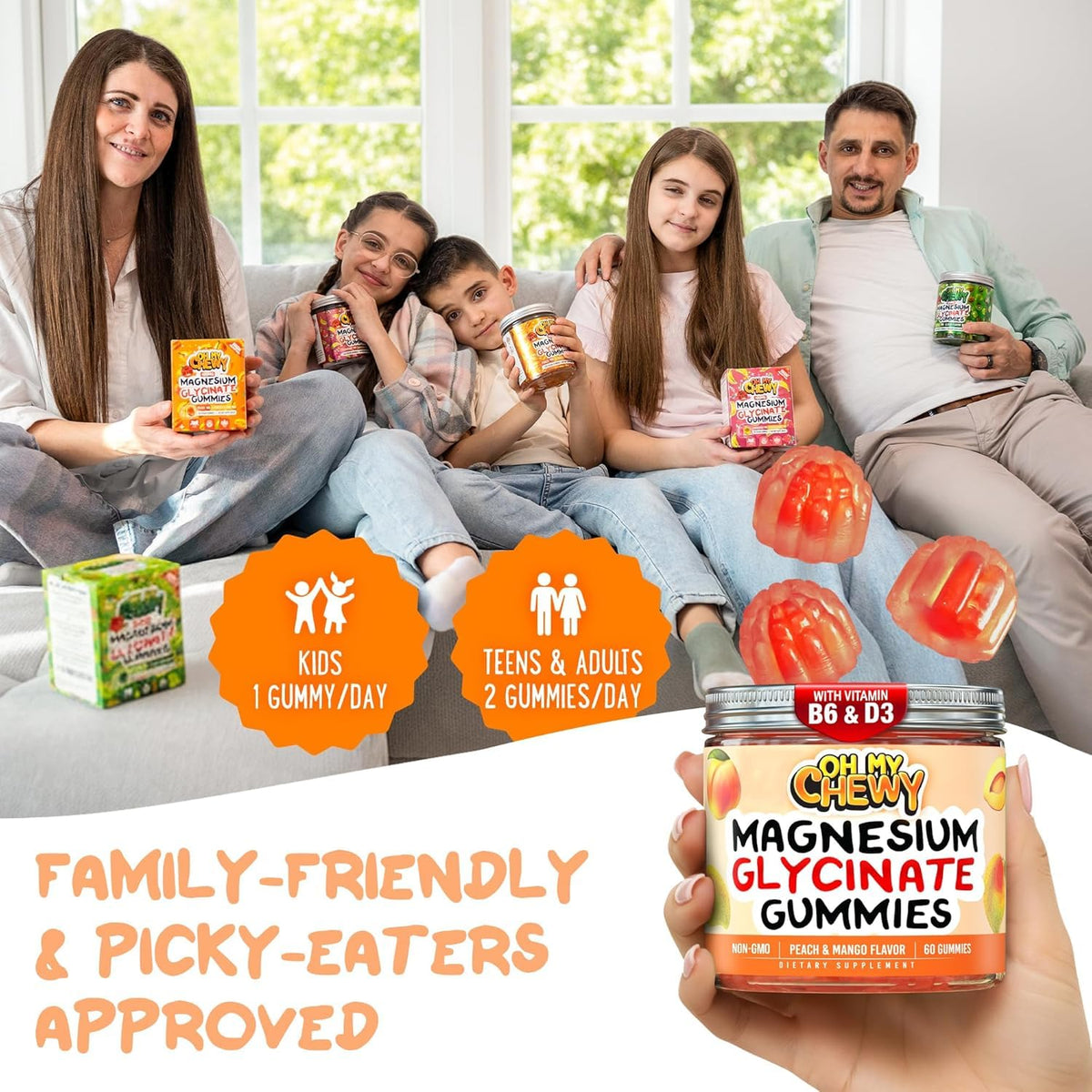 Gummies de magnésium glycinate OH MY CHEWY en gros plan