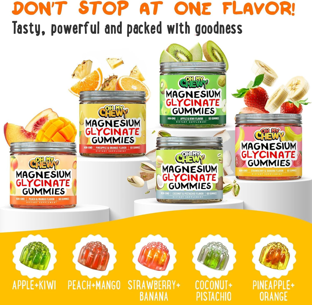 Gummies de Magnésium Glycinate OH MY CHEWY en portion sur une assiette