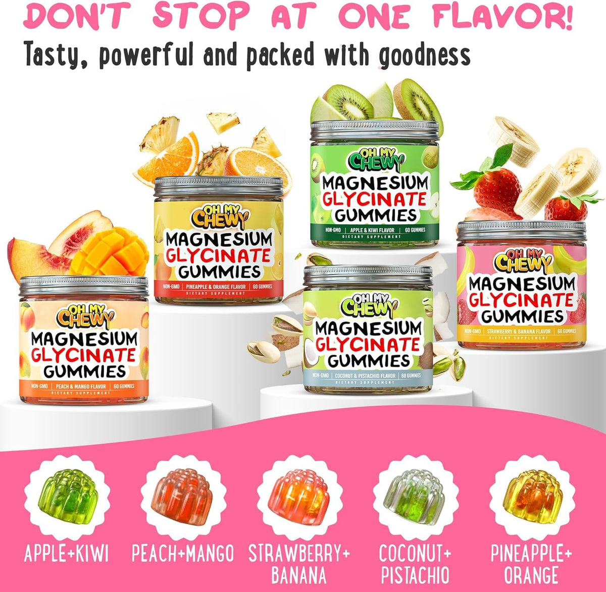 Gummies de magnésium glycinate OH MY CHEWY, ingrédients sur l'emballage