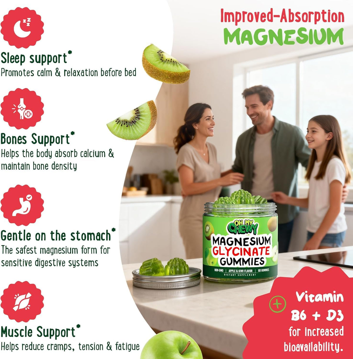 Gummies de magnésium glycinate OH MY CHEWY, vue de côté