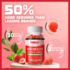 Gummies de magnésium glycinate Parhaat, gummies sur une assiette