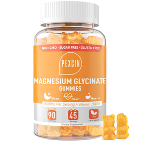 Gummies de magnésium glycinate PEXIN en vue de face, orange