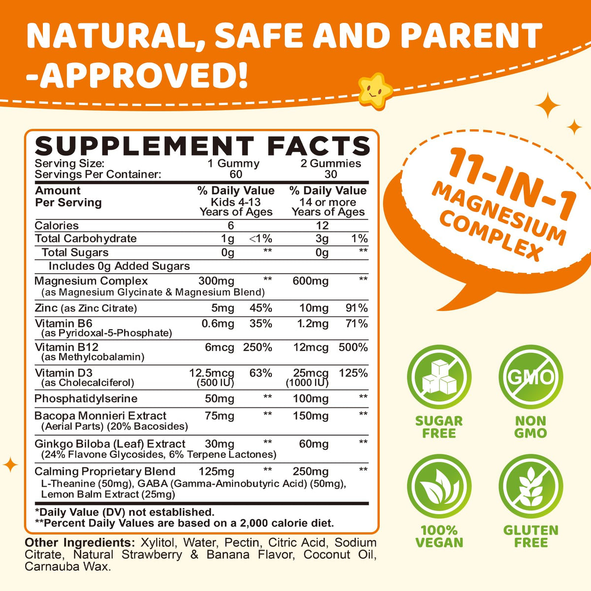 Gummies de magnésium glycinate pour enfants dilib, vue de face