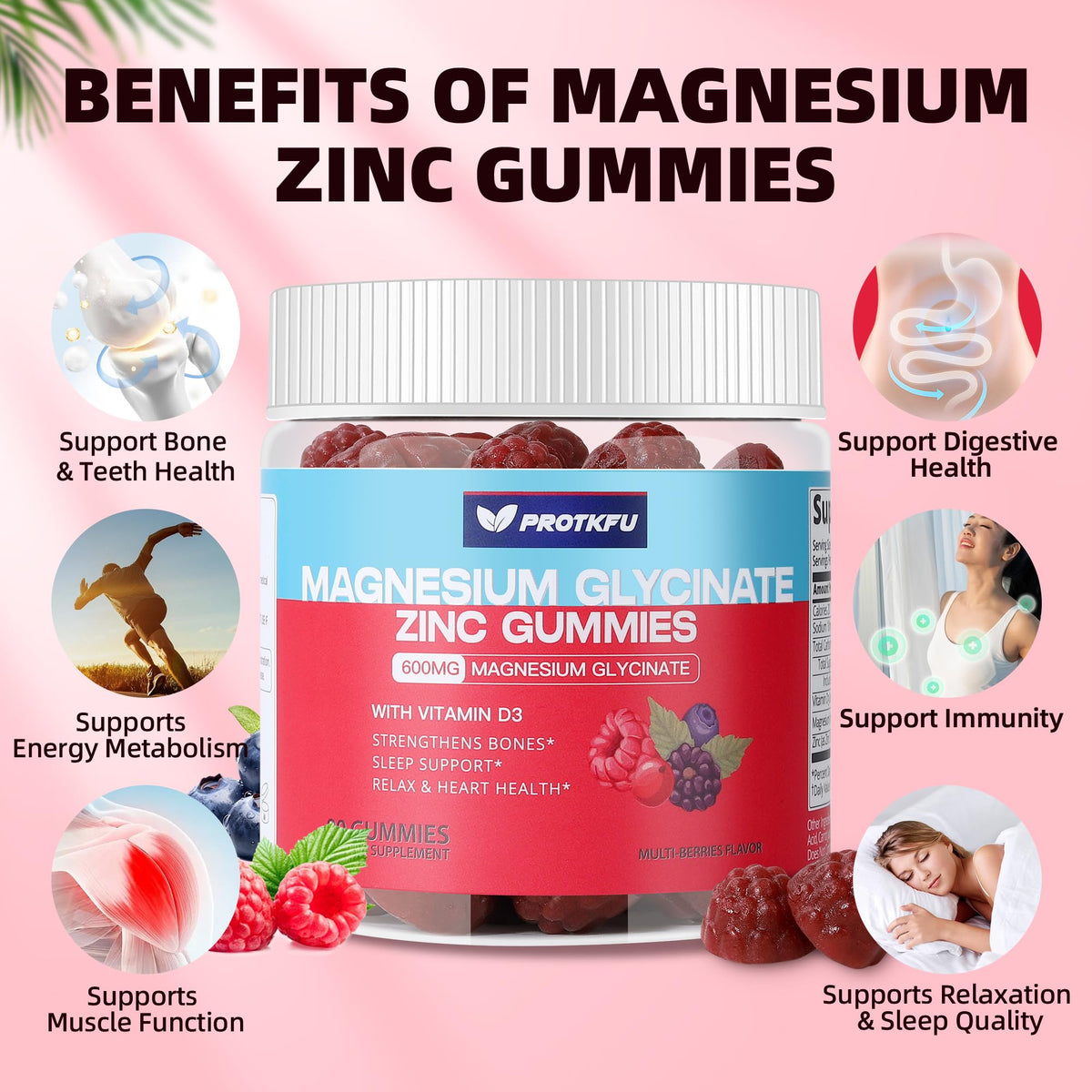 Gummies de magnésium glycinate ProTKFU avec étiquette