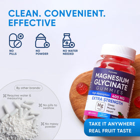 Gummies de magnésium glycinate PURA WEX NUTRITION ouvert, vue de dessus