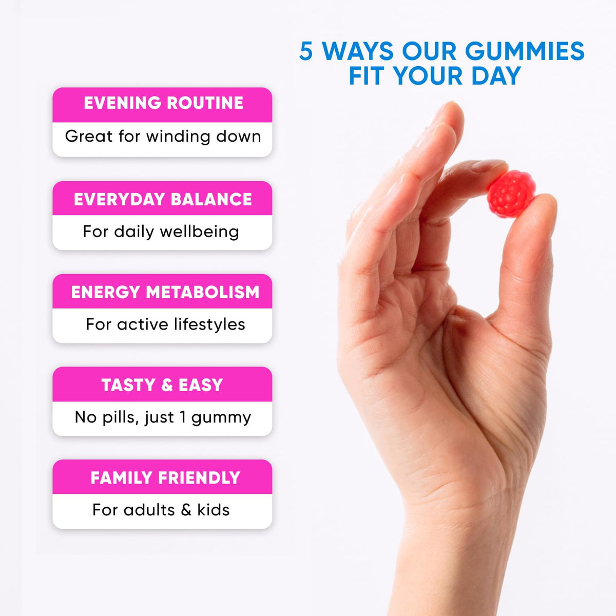 Gummies de magnésium glycinate PURA WEX NUTRITION, portion prise dans la main