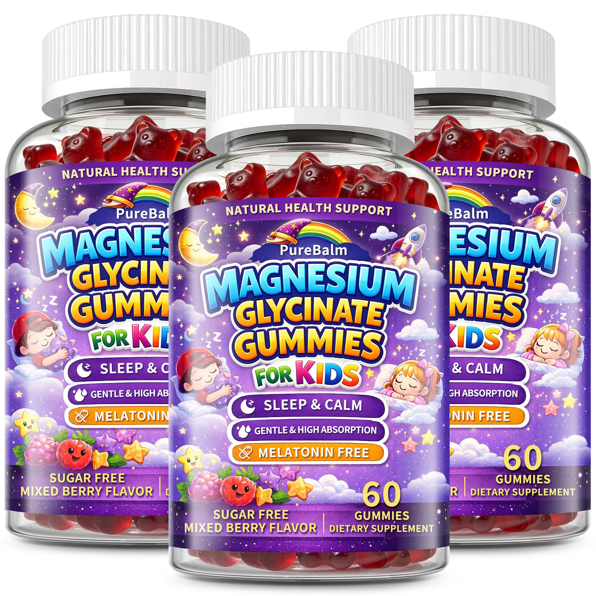 Gummies de magnésium glycinate PureBalm 400mg vue de face