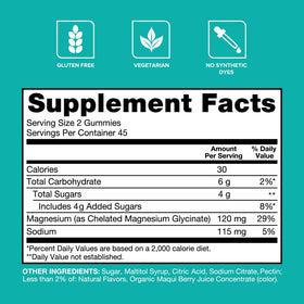 Gummies de magnésium glycinate Qunol, format pratique