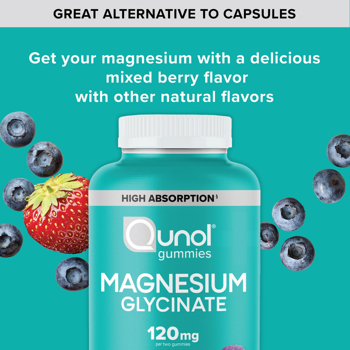 Gummies de magnésium glycinate Qunol, vue de côté