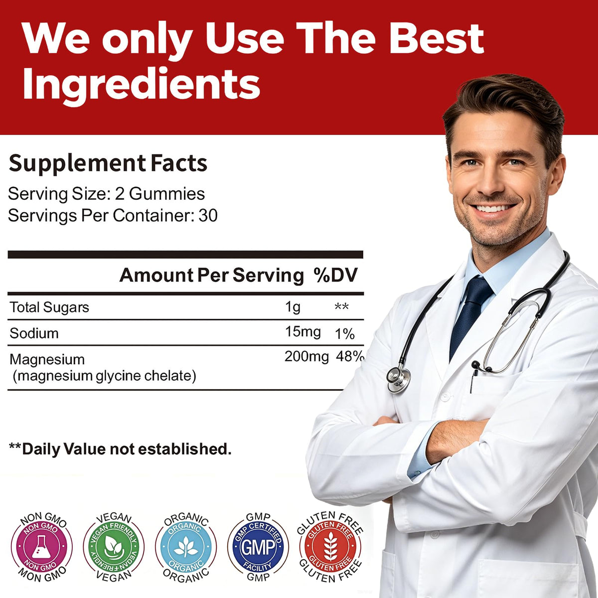 Gummies de magnésium glycinate REVICORE avec ingrédients