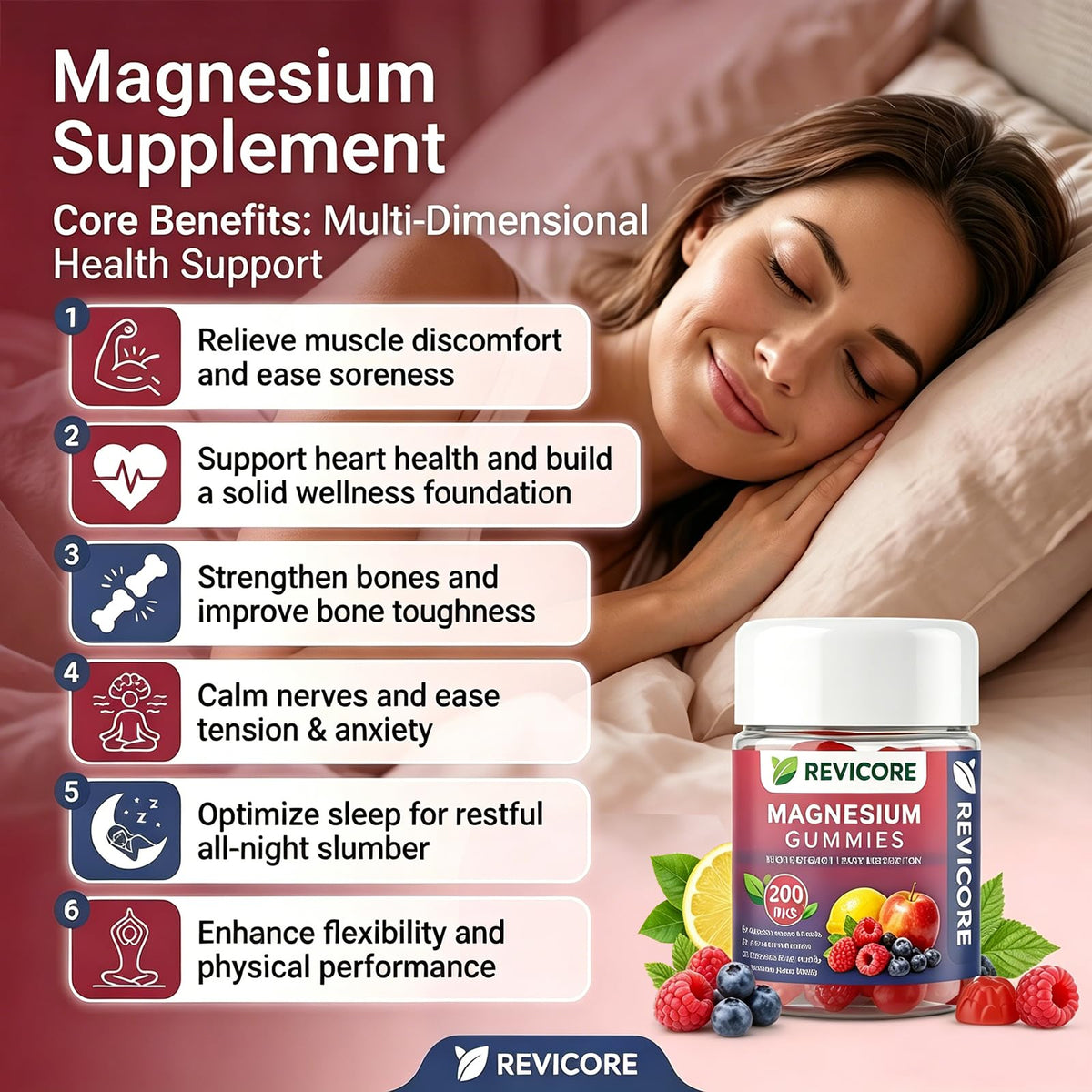 Gummies de magnésium glycinate REVICORE, portion recommandée