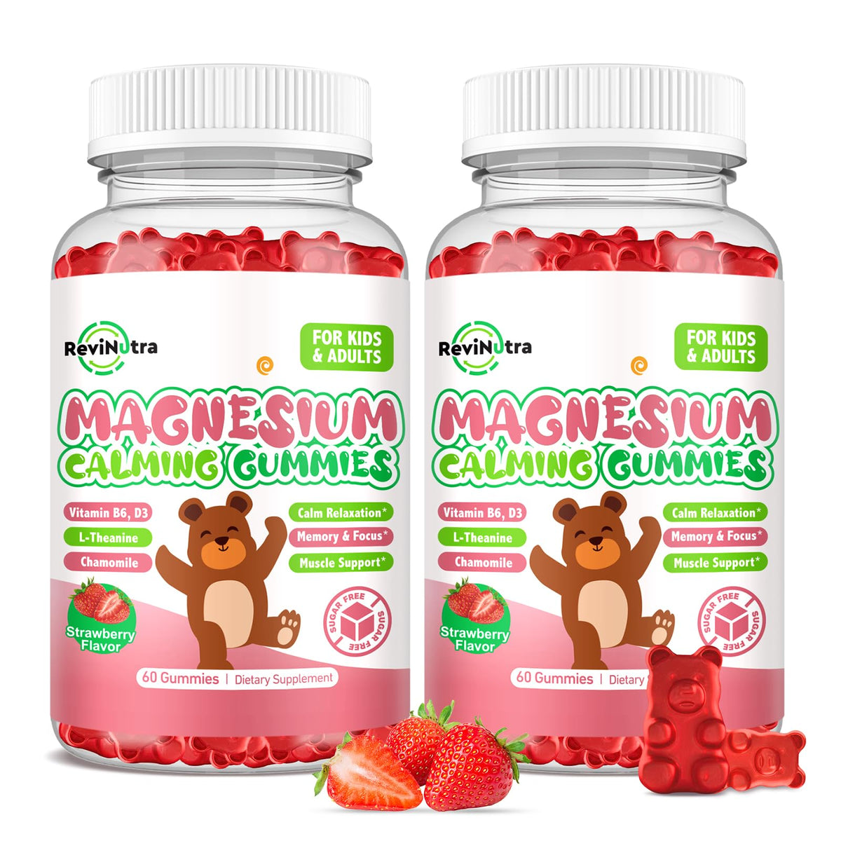 Gummies de magnésium glycinate ReviNutra 120 unités, vue de face