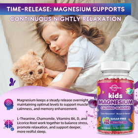 Gummies de magnésium glycinate ReviNutra, paquet ouvert avec gummies visibles
