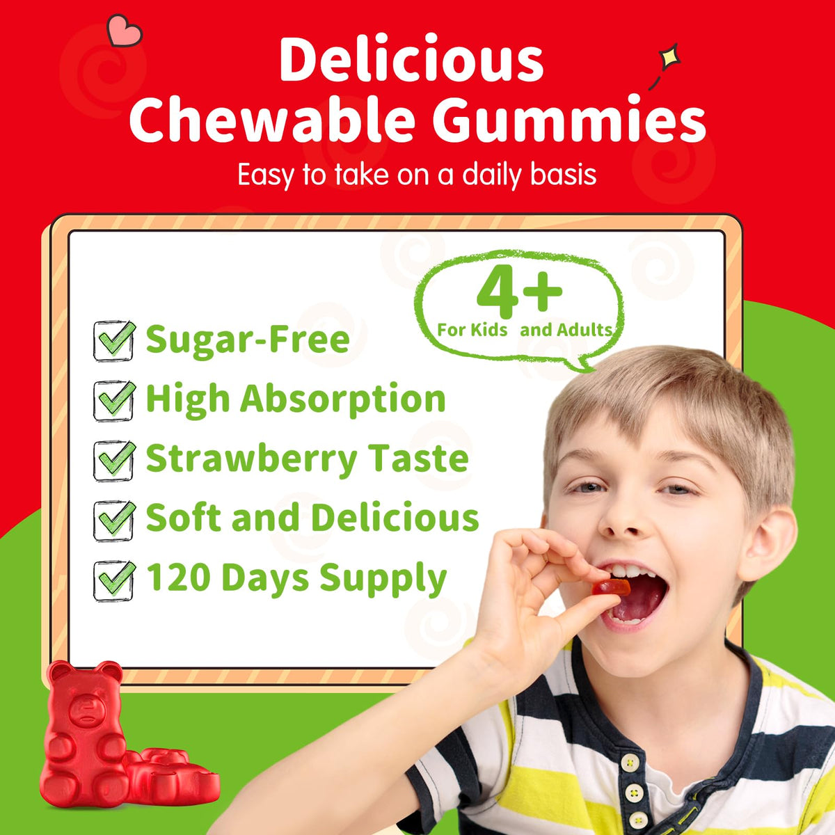 Gummies de magnésium glycinate ReviNutra, prise en main avec une main
