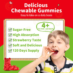 Gummies de magnésium glycinate ReviNutra, prise en main avec une main