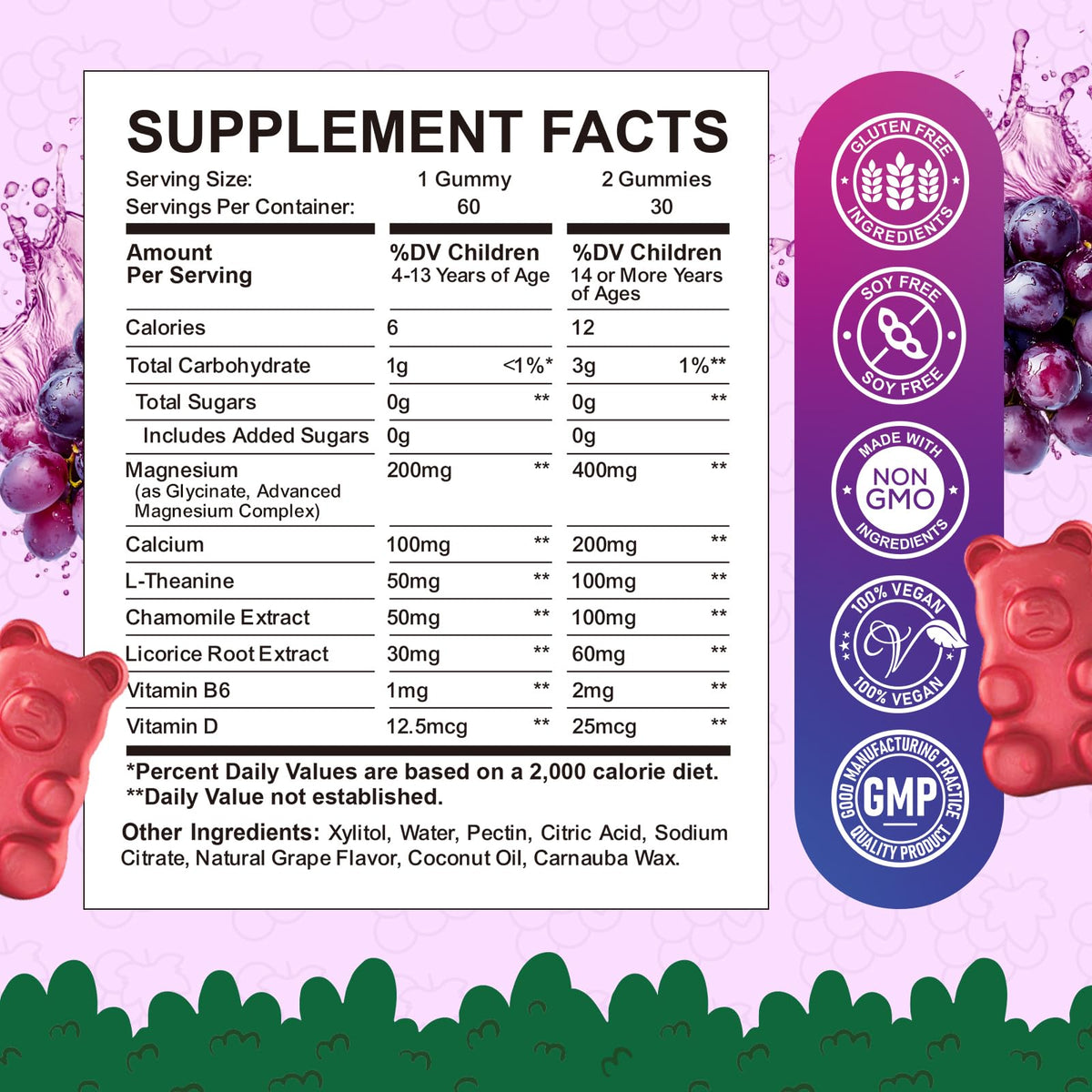 Gummies de magnésium glycinate ReviNutra, vue de côté montrant la texture
