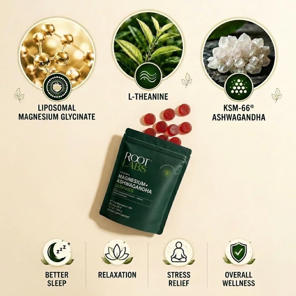 Gummies de Magnésium Glycinate ROOT LABS 675mg, vue de l'arrière