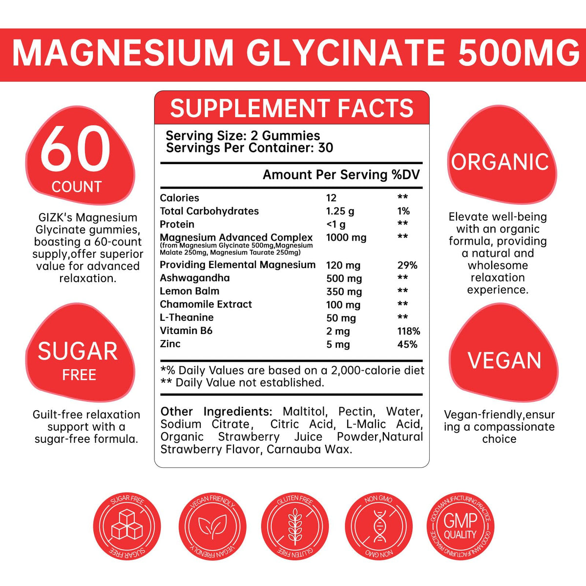 Gummies de magnésium glycinate SAYIDON en format gomme, 60 pièces